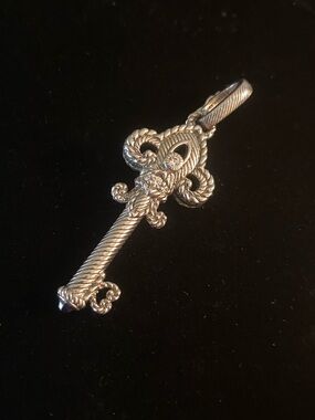 Judith Ripka Fleur De Lis sterling silver key pendant enhancer